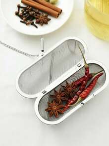 Stainless Steel Spice Infuser Bag With Chain, Stewing Meat Filter Tea Strainer, Flower Tea Leaf Infuser, Fine Mesh Design To Prevent Residue Leakage, Reusable And Easy To Clean, Suitable For Halloween Party, Christmas Family Gathering Cooking And Tea Drinking, Kitchen Stewing And Filtering Accessory - Silver - View 2