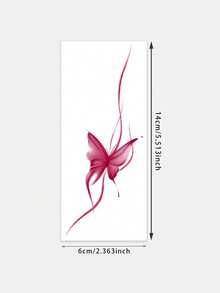 1 Pc Sleek Watercolor Butterfly Tattoo Sticker, Waterproof Temporary Fake Tattoo, Clean Abstract Red Design - Red - View 6