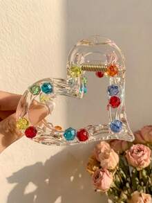 1pc Women Fashionable Sweet Women's Five-Pointed Star Claw. Comes With Claw Clip. The Color Of The Rhinestones Is Random. Summer Hair Accessories Vacay Hair Clips - Multicolor - View 10