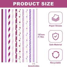 200|100|50|25Pcs Assorted Paper Drinking Straws, Suitable For Birthday, Christmas, Wedding, Halloween, Bridal Shower, Cocktail Party, Juice Party Decoration - View 4