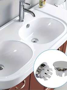 5pcs/Set Sink Overflow Drain Cover Set With Decorative Knob, Elegant Sink Drain Plug - Leak-Proof, Easy To Install Overflow Plug Accessories, Suitable For Bathroom And Kitchen Sinks, Modern Sink Fashion Design, Kitchen Sink Accessories - Multicolor - View 3