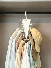 3pcs V-Shaped Double-Sided Hanging Rack, Space-Saving Closet Organizer, Multi-Functional Storage For Dorm, Home, Bedroom, Perfect For Clothes, Hats, Scarves, Hair Clips, Accessories, Jewelry, Lightweight Portable Hanger - White - View 4