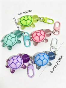 1/5 piezas Llavero colgante de tortuga marina colorida y brillante, lindo dije fluorescente de tortuga oceánica, adecuado para bolsos, carteras y llaves de coche, accesorio para estudiantes, con anillo para llaves - Multicolor - Ver 16