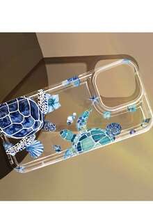 1個海洋海龜與海星圖案氣墊防滑柔軟手機殼，適用於 iPhone 11/12/13/14/15/16 Pro Max/17 - 彩色 - 查看 2