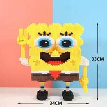 SpongeBob SquarePants 3800+片方形派翠克積木,卡通DIY小顆粒組裝雕像。鮮豔色彩與逼真設計,適合桌面裝飾,生日、返校和畢業季的理想禮物。(隨機款式) - 彩色 - 查看 7