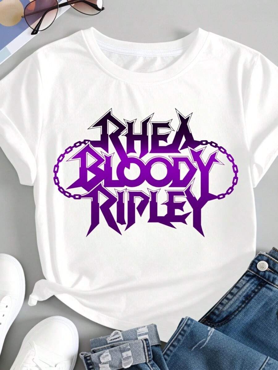 Wrestler Rhea Ripley Printed T-Shirt Top Rhea Ripley Neutral Trendssssss Harajuku Short-SLeesved Unisexs Shirt Graphic T-Shirt