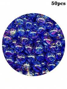 50 piezas de cuentas de 8 mm transparentes con línea dorada cepillada de doble color, accesorios sueltos para hacer joyas DIY, llaveros y cadenas de teléfono - Cuentas de hilo de oro cepillado - Ver 12