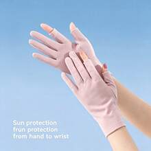 1pc Multicolor Ice Silk UV Protection Gloves (Women's), Elastic Breathable Non-Slip Thin Long Outdoor Sun Protection Gloves, Suitable For All Seasons - A - View 5