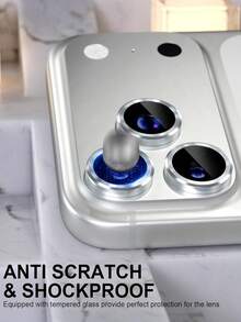 MIGAE 3pcs Silver Metal Ring 9H Hardness Anti-Scratch Tempered Glass Camera Lens Protector, Compatible With IPhone 18 Pro 18 Pro Max 17 Pro Max 17 Pro 17 16 Pro Max 16 Pro 16 Plus 16 15 Pro Max 15 14 13 12 11, Decorative Phone Accessory - Silver - View 3