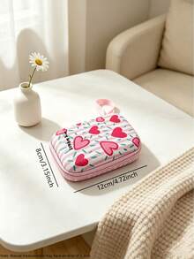 1pc Sweet Style Printed Portable Storage Bag Hard Shell Pressure-Resistant Earphone Data Cable Organizer Pouch - View 3