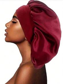 1/2pcs Silk Sleep Cap, Satin Hair Bonnet, Soft Elastic Band Silk Sleep Cap, Curly Hair Suitable Silk Hair Bonnet (Black Gold) - Multicolor - View 8
