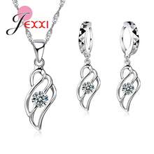 925 Sterling Silver Plating Necklace And Earring Set With Cubic Zirconia, Cross, Heart And Butterfly Design, Fashion Jewelry For Women. - 47401 - 查看 1
