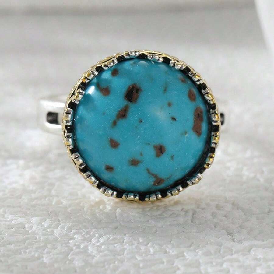 Vintage Oversized Oval Ring, Antique Finish; Bohemian Style Accessory - Two-color - View 1