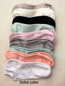 20 Pairs Women's Random Style Invisible Fashion Simple Versatile Cute Short Boat Socks, Suitable For Daily Wear - Multicolor - View 3