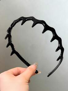 2pcs/1pc Women's Tortoise Shell Black Plastic Thin Hair Hoop Glossy Fashion Versatile Premium Minimalist Solid Color Hairband Hair Accessory Suitable For Daily Outings Commuting Hair Tying Face Washing Makeup Outfit Matching Accessory Headwear - Multicolor - View 2