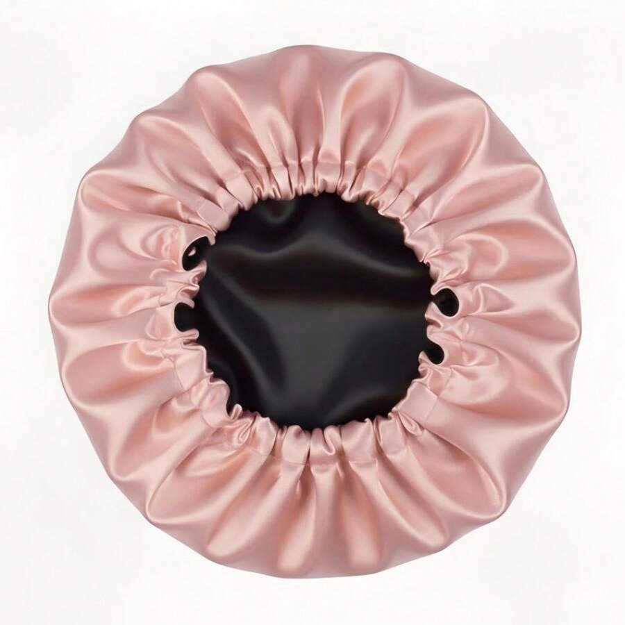 Double-Sided Anti-Frizz Satin Bonnet With Adjustable Elastic - Pink - View 1