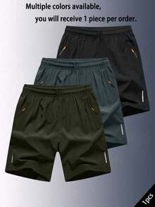 1pc Teen & Boys' Casual Sports Fashion Versatile Solid Color Shorts, Summer - Army Green - View 1
