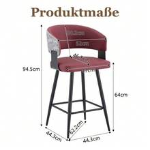Modern Upholstered Dining Chair With Backrest And Armrests, Minimalist Restaurant Chair For Home, Kitchen, Hotel, Showroom, Mid-Century Style - 紅色 - 查看 4