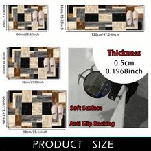 1 pieza Felpudo con estampado de patrón de patchwork geométrico, superficie de cachemira sintética, base de TPR, alfombra de baño, alfombra de cocina, alfombra de lavandería, decoración de ambiente festivo, decoración del hogar, decoración de fiesta, decoración de boda, decoración de comedor y cocina - Multicolor - Ver 11