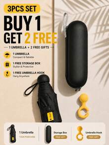 Paraguas de sol compacto tipo cápsula UPF 50+ para mujeres, paraguas de viaje plegable mini con estuche de almacenamiento a juego & gancho de paraguas gratis, paraguas de protección UV con recubrimiento negro para bolso, playa & exterior de verano - Multicolor - Ver 10