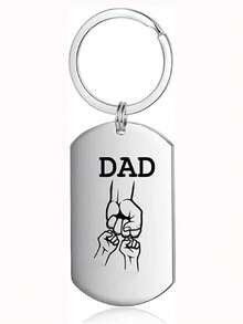 1pc Customized Engraved Stainless Steel Dad Keychain, Personalized Engraving 1-4 Names, Fashion Metal Keychain, Silver Black, Name Customization, Customized Christmas Gift, Customized Keychain, Personalized Customization, Perfect Christmas Gift, Birthday Gift, Anniversary Gift, Father's Day Gift For Dad - Gold 2 - View 4