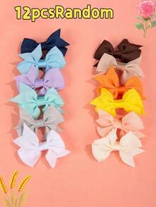 12/20/40pcs Colorful Symmetrical Bow Hair Clips - Yellow & Pink, Suitable For Girls, Gift Use - Multicolor - View 14