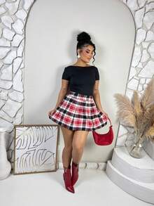 Premium Pleated Skirt For June Festival - Red and Black - View 2