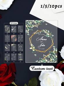 1/10/50pcs Customized Floral Wedding Invitations, Personalized Wedding Invitation Cards, White Envelope Packaging, Wedding Supplies - Multi-color-paper - View 15