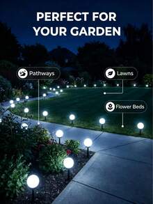 3/6 Pack Waterproof Solar LED Ball Pathway Lights Auto On/Off Outdoor Garden Landscape Lights For Lawn Walkway Yard Patio Holiday Decor - Solar Ground-mounted Lights - View 2