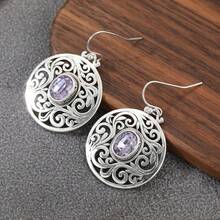 Pendientes colgantes de moda vintage para mujer, joyería exquisita para el uso diario - Plateado - Ver 7