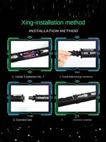 1pc Random Color Retractable Glow Stick, 2-In-1 Christmas Decoration Flashing Glow Stick, Stress Relief Toy Retractable Sword (Batteries Not Included), Some Parts Color Random, Game - Multicolor - View 4