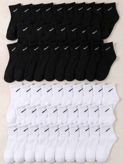20/10 pares de calcetines casuales para niños, calcetines blancos, calcetines negros, desodorizantes, deportivos, transpirables, absorbentes de sudor, adecuados para niños de 1 a 16 años