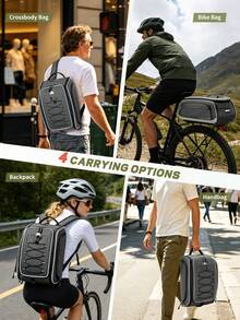Bike Bags For Bicycle Rear Rack - 15L-23L Expandable Waterproof Bike Trunk Bag With Rain Cover, 4-In-1 Pannier Saddle Bag & Backpack For Ebike - Grey - View 9