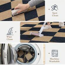 Gdieo Checkered Easy Jute Area Rug, Machine Washable Non-Slip Large Living Room Patio Rug Checkerboard Indoor Outdoor Carpet, Vintage Area Rugs For Picnic, Backyard, Deck, Balcony, Porch, Patio & Garden Decor, Camping Rugs Black Carpet, Black Brown - A - View 6