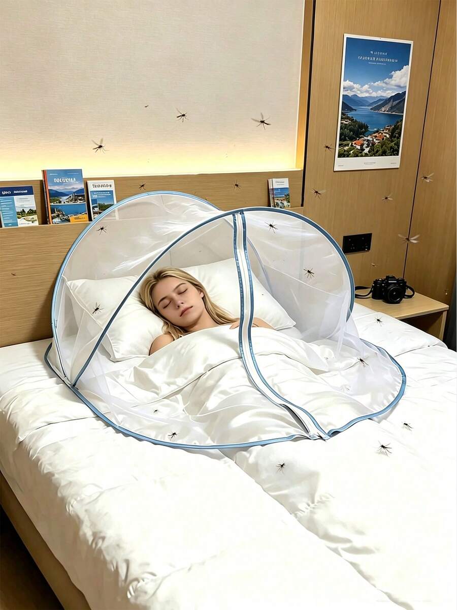 Portable Bedside Mosquito Net Tent, Detachable No-Installation Insect Net Cover With Zipper, Washable Lightweight Travel Mosquito Net, Suitable For Summer Travel, Outdoor Camping, Home, Hotel, Camping, Single Size Travel Essential