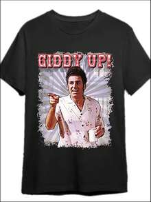 Cosmo Kramer T-Shirt - Iconic TV Show Logo & Kramer Bouncing Design, 95% /5% Spandex, Short Sleeve Casual Tee With Giddy Up! Print For Costumes, Parties & Casual Attire (Hand Was - 後退 - 查看 1
