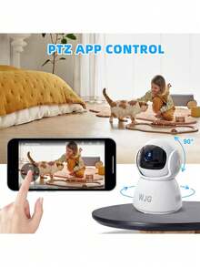 WJG Baby Monitor, 1290P HD Video Baby Monitor With Camera And Audio, 2.4GHz Camera With Night Vision, Baby And Pet Motion Detection, Cloud Storage - White - View 2