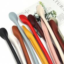 1pc Faux Leather Bag Straps, 16.54-Inch Length, Oil Edge Stitching, DIY Handbag Handles, Fashion Essential Replacement Accessories, Purse Making Oil Edge Stitching Durable Strap, DIY Wallet Making - Double Layer - View 2