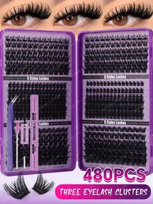 432/480 pièces Cils Faux Courbure D 3 Styles Mélangés Cils Segmentés DIY avec Outils pour Débutants, Kit d'Extensions de Cils Segmentés Épais et Moelleux, Ensemble de Cils Faux au Look Naturel, Effet Yeux 3D/5D Maquillage, Convient pour le Quotidien, le Mariage, la Photographie. - Multicolore - Voir 12