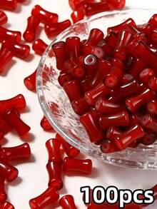 100pcs 6x12mm Bamboo Joint Shaped Glass Loose Beads - DIY Handmade Hair Sticks, Bracelets, Necklaces Accessories, Vintage Jewelry Craft Materials - Multicolor - View 9