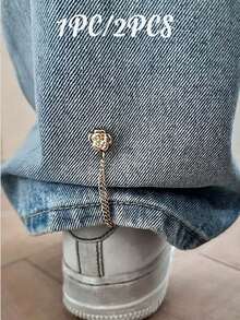 Rose-Shaped Pants Leg Shortener Clips, Hidden Button Design Prevents Pants Dragging, Waterproof, Portable, Durable, Suitable For Jeans And Casual Pants - Multicolor - View 2