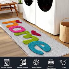 1pc Colorful Home Heart Pattern Printed Faux Cashmere Surface TPR Bottom Door Mat, Bathroom Mat, Kitchen Mat, Laundry Room Mat, Holiday Atmosphere Decoration, Home Decor, Party Decor, Wedding Decor, Dining & Kitchen Decor - Multicolor - View 6