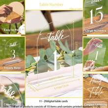 1 Set = 10pcs Transparent Acrylic Arch-Shaped Table Number Plates 1-40 With Display Stands, Suitable For Wedding Reception Decor, Dining Table, Party, Anniversary, Events (Peel Off Protective Film Before Use) - View 15