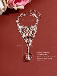 Elegante cadena de mano con borlas de cristal dorado, pulsera ajustable encantadora, adecuada para fiesta de noche de mujeres, regalo de aniversario - Plateado - Ver 11
