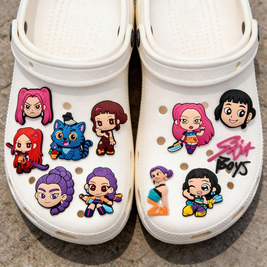 20pcs/40pcs/60pcs K-POP 女團鞋飾，適用於洞洞鞋，可拆卸 PVC 軟橡膠涼鞋鞋扣，韓系可重複使用配件，多種尺寸可選，手機支架，草稿標籤，靜電收納器，手工貼紙，剪貼簿薄材質，客製化貼紙，Hunter 螢光筆，漂亮原子筆，標籤機，學校用品，文件夾，生日禮物，筆記本，印章，閱讀書標籤，學習用品