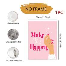 1件裝「Make It Happen」粉色勵志語錄帆布壁畫，唯美女性風牆面裝飾，適合臥室、客廳與居家辦公室的激勵語錄海報，無框居家美學牆飾 - 彩色 - 查看 10