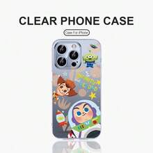 Funda de teléfono transparente a prueba de golpes con estampado de Woody, Buzz y Alien de tres ojos de Toy Story, de mezclilla, de dibujos animados, para parejas, con tacto cómodo, linda y juguetona, compatible con iPhone 18 Pro/18 Pro Max/17/17 Pro/17 Pro Max/16/15/14/13/12 Pro & Pro Max Series - transparente - Ver 6