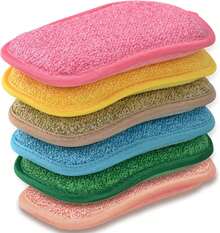 6 Pack Multipurpose Kitchen Scrub Sponges – Heavy Duty Non-Scratch Microfiber Sponge, Reusable For Household Cleaning, Six Color Set - 1 - View 7