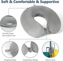 Cuscino da collo portatile, pieghevole e gonfiabile – Supporto universale per il collo per aerei e auto - Grigio Chiaro - Visualizzare 4