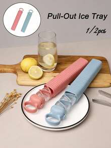 1/2pcs Pull-Out Ice Tray, Creative Cube Of Ice, Home Ice Making Mold Ice Pop Mold Ice Mold Ice Tray Long Strip, Silicone Ice Tray Portable Homemade Quick-Freeze Ice Box Pull-Out Ice Tray Kitchen Cube Of Ice Mold - Multicolor - View 1